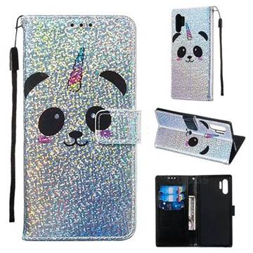 Panda Unicorn Sequins Painted Leather Wallet Case for Samsung Galaxy Note 10+ (6.75 inch) / Note10 Plus
