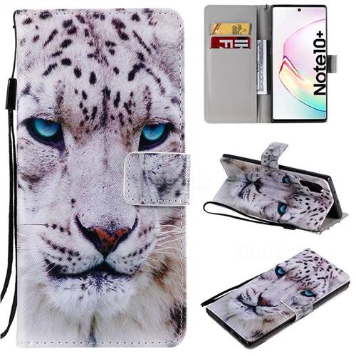 White Leopard PU Leather Wallet Case for Samsung Galaxy Note 10+ (6.75 inch) / Note10 Plus