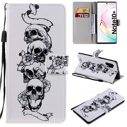 Skull Head PU Leather Wallet Case for Samsung Galaxy Note 10+ (6.75 inch) / Note10 Plus