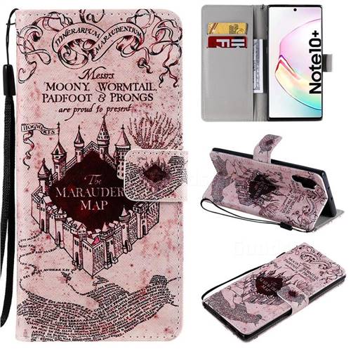 Castle The Marauders Map PU Leather Wallet Case for Samsung Galaxy Note 10+ (6.75 inch) / Note10 Plus