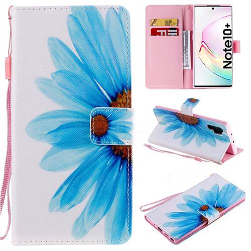 Blue Sunflower PU Leather Wallet Case for Samsung Galaxy Note 10+ (6.75 inch) / Note10 Plus