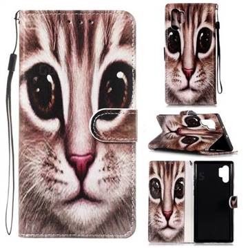 Coffe Cat Smooth Leather Phone Wallet Case for Samsung Galaxy Note 10+ (6.75 inch) / Note10 Plus