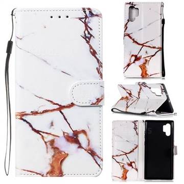 Platinum Marble Smooth Leather Phone Wallet Case for Samsung Galaxy Note 10+ (6.75 inch) / Note10 Plus