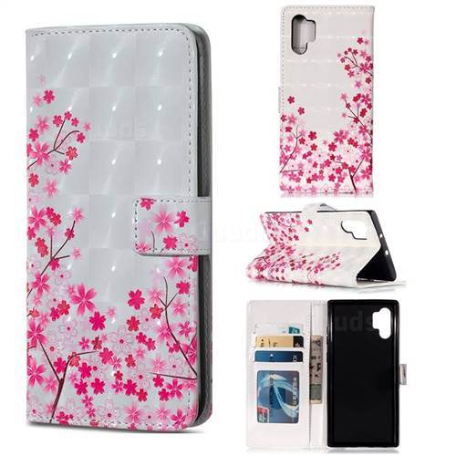 Cherry Blossom 3D Painted Leather Phone Wallet Case for Samsung Galaxy Note 10+ (6.75 inch) / Note10 Plus