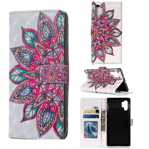Mandara Flower 3D Painted Leather Phone Wallet Case for Samsung Galaxy Note 10+ (6.75 inch) / Note10 Plus