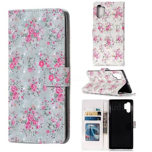Roses Flower 3D Painted Leather Phone Wallet Case for Samsung Galaxy Note 10+ (6.75 inch) / Note10 Plus