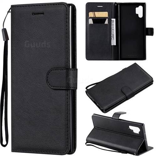 Retro Greek Classic Smooth PU Leather Wallet Phone Case for Samsung Galaxy Note 10+ (6.75 inch) / Note10 Plus - Black