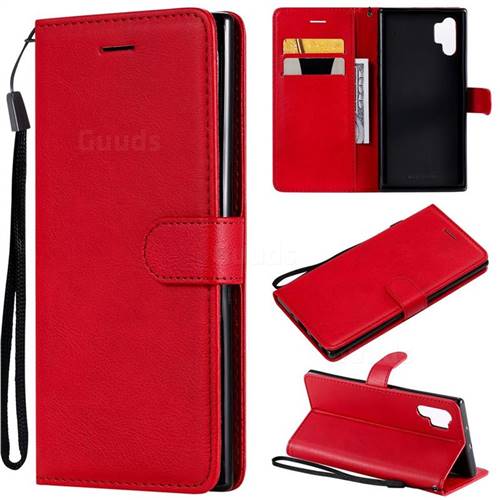 Retro Greek Classic Smooth PU Leather Wallet Phone Case for Samsung Galaxy Note 10+ (6.75 inch) / Note10 Plus - Red