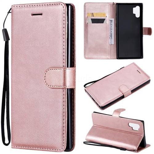 Retro Greek Classic Smooth PU Leather Wallet Phone Case for Samsung Galaxy Note 10+ (6.75 inch) / Note10 Plus - Rose Gold