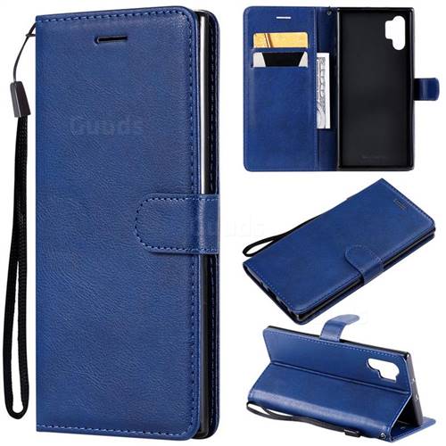 Retro Greek Classic Smooth PU Leather Wallet Phone Case for Samsung Galaxy Note 10+ (6.75 inch) / Note10 Plus - Blue