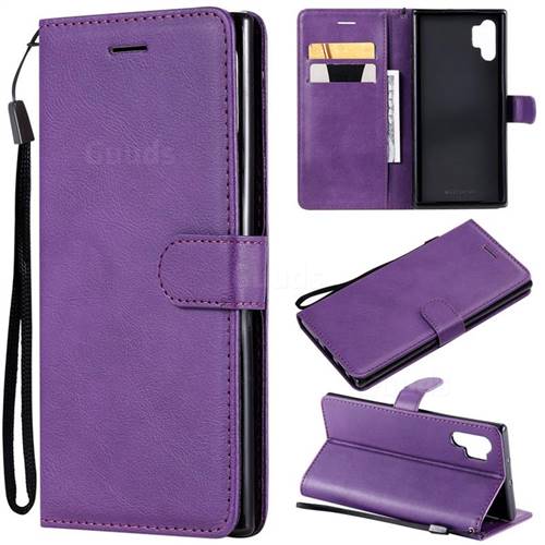 Retro Greek Classic Smooth PU Leather Wallet Phone Case for Samsung Galaxy Note 10+ (6.75 inch) / Note10 Plus - Purple