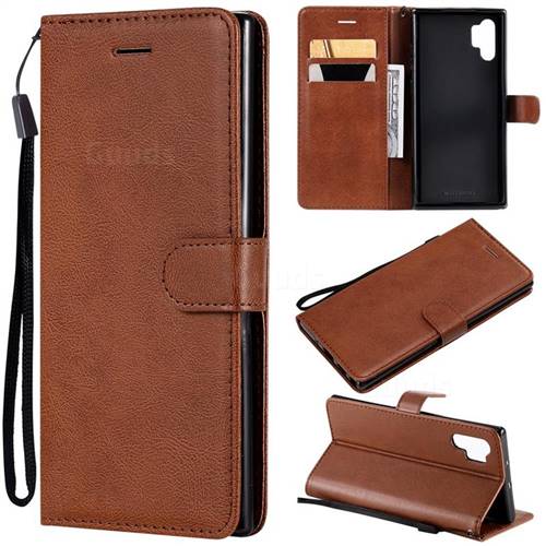 Retro Greek Classic Smooth PU Leather Wallet Phone Case for Samsung Galaxy Note 10+ (6.75 inch) / Note10 Plus - Brown