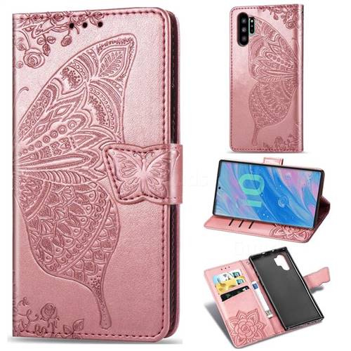 Embossing Mandala Flower Butterfly Leather Wallet Case for Samsung Galaxy Note 10+ (6.75 inch) / Note10 Plus - Rose Gold