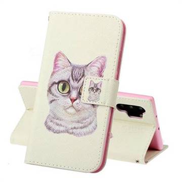 Lovely Cat Leather Wallet Phone Case for Samsung Galaxy Note 10+ (6.75 inch) / Note10 Plus