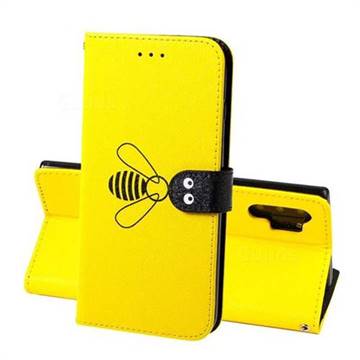 Silk Texture Bee Pattern Leather Phone Case for Samsung Galaxy Note 10+ (6.75 inch) / Note10 Plus - Yellow