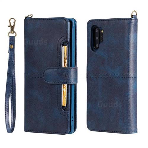 Retro Multi-functional Detachable Leather Wallet Phone Case for Samsung Galaxy Note 10+ (6.75 inch) / Note10 Plus - Blue