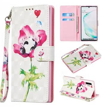 Flower Panda 3D Painted Leather Wallet Phone Case for Samsung Galaxy Note 10 Pro (6.75 inch) / Note 10+