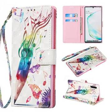 Music Pen 3D Painted Leather Wallet Phone Case for Samsung Galaxy Note 10 Pro (6.75 inch) / Note 10+