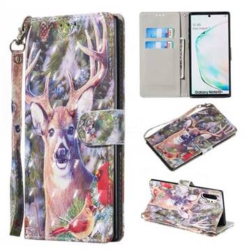 Elk Deer 3D Painted Leather Wallet Phone Case for Samsung Galaxy Note 10 Pro (6.75 inch) / Note 10+