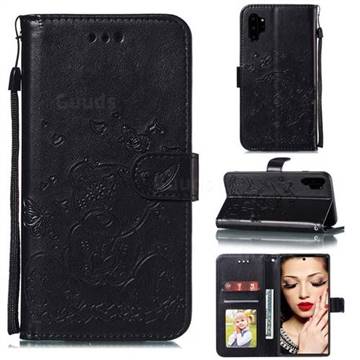 Embossing Butterfly Heart Bear Leather Wallet Case for Samsung Galaxy Note 10 Pro (6.75 inch) / Note 10+ - Black