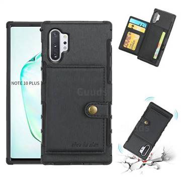 Brush Multi-function Leather Phone Case for Samsung Galaxy Note 10 Pro (6.75 inch) / Note 10+ - Black