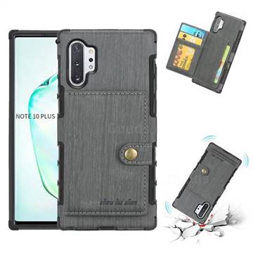 Brush Multi-function Leather Phone Case for Samsung Galaxy Note 10 Pro (6.75 inch) / Note 10+ - Gray