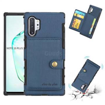Brush Multi-function Leather Phone Case for Samsung Galaxy Note 10 Pro (6.75 inch) / Note 10+ - Blue
