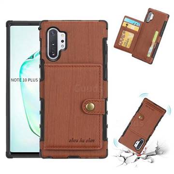 Brush Multi-function Leather Phone Case for Samsung Galaxy Note 10 Pro (6.75 inch) / Note 10+ - Brown