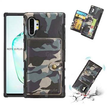 Camouflage Multi-function Leather Phone Case for Samsung Galaxy Note 10 Pro (6.75 inch) / Note 10+ - Army Green