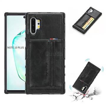 Luxury Shatter-resistant Leather Coated Card Phone Case for Samsung Galaxy Note 10 Pro (6.75 inch) / Note 10+ - Black