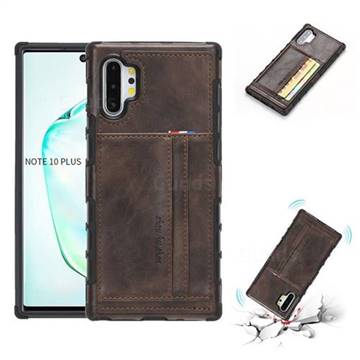 Luxury Shatter-resistant Leather Coated Card Phone Case for Samsung Galaxy Note 10 Pro (6.75 inch) / Note 10+ - Coffee
