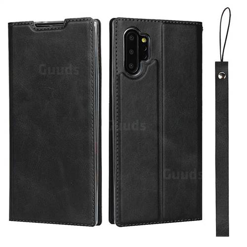 Calf Pattern Magnetic Automatic Suction Leather Wallet Case for Samsung Galaxy Note 10 Pro (6.75 inch) / Note 10+ - Black