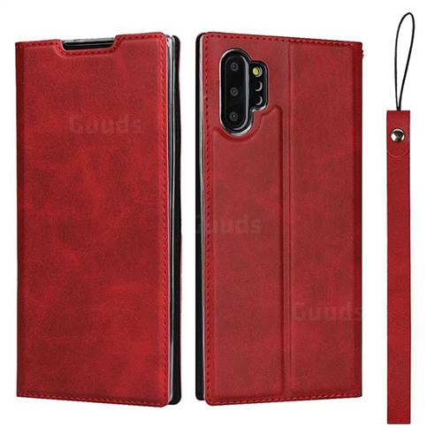 Calf Pattern Magnetic Automatic Suction Leather Wallet Case for Samsung Galaxy Note 10 Pro (6.75 inch) / Note 10+ - Red