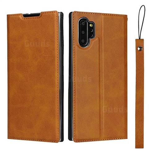 Calf Pattern Magnetic Automatic Suction Leather Wallet Case for Samsung Galaxy Note 10 Pro (6.75 inch) / Note 10+ - Brown