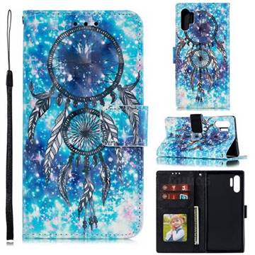 Blue Wind Chime 3D Painted Leather Phone Wallet Case for Samsung Galaxy Note 10 Pro (6.75 inch) / Note 10+