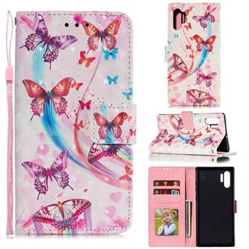 Ribbon Flying Butterfly 3D Painted Leather Phone Wallet Case for Samsung Galaxy Note 10 Pro (6.75 inch) / Note 10+