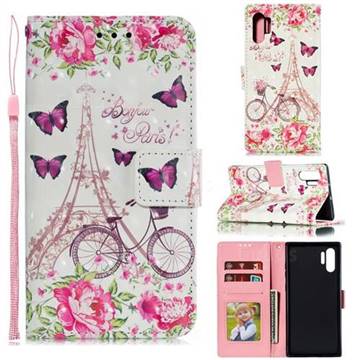 Bicycle Flower Tower 3D Painted Leather Phone Wallet Case for Samsung Galaxy Note 10 Pro (6.75 inch) / Note 10+