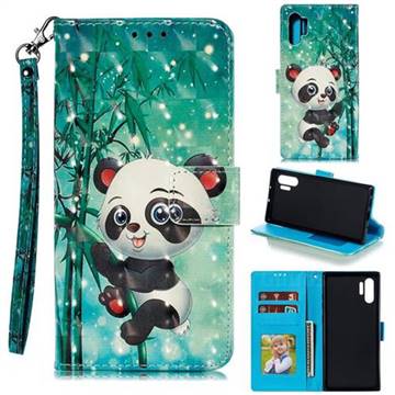 Cute Panda 3D Painted Leather Phone Wallet Case for Samsung Galaxy Note 10 Pro (6.75 inch) / Note 10+