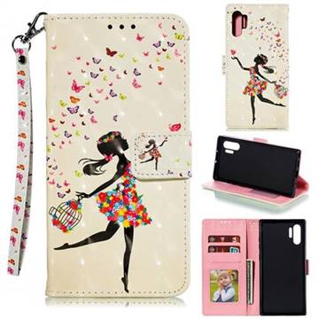 Flower Girl 3D Painted Leather Phone Wallet Case for Samsung Galaxy Note 10 Pro (6.75 inch) / Note 10+