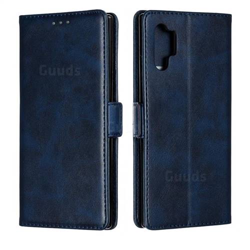 Retro Classic Calf Pattern Leather Wallet Phone Case for Samsung Galaxy Note 10 Pro (6.75 inch) / Note 10+ - Blue