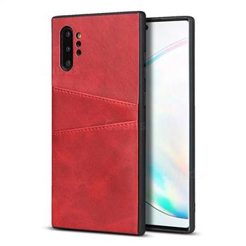 Simple Calf Card Slots Mobile Phone Back Cover for Samsung Galaxy Note 10 Pro (6.75 inch) / Note 10+ - Red