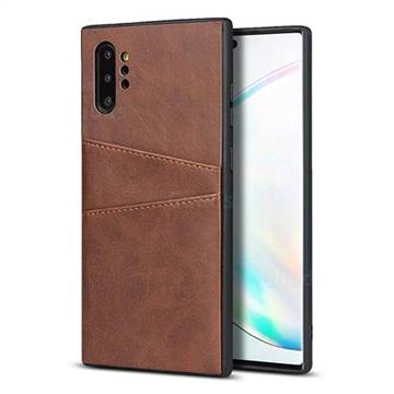 Simple Calf Card Slots Mobile Phone Back Cover for Samsung Galaxy Note 10 Pro (6.75 inch) / Note 10+ - Coffee