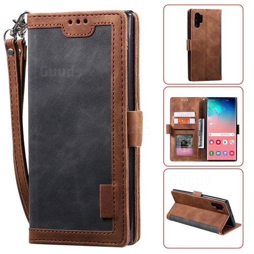 Luxury Retro Stitching Leather Wallet Phone Case for Samsung Galaxy Note 10 Pro (6.75 inch) / Note 10+ - Gray