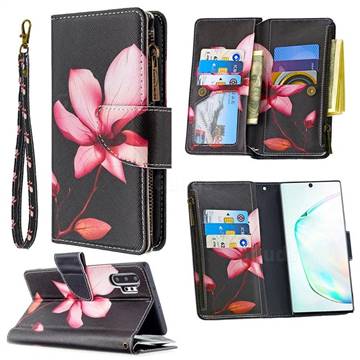 Lotus Flower Binfen Color BF03 Retro Zipper Leather Wallet Phone Case for Samsung Galaxy Note 10 Pro (6.75 inch) / Note 10+