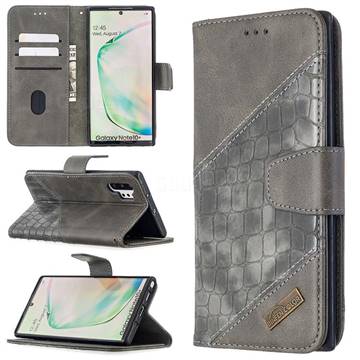 BinfenColor BF04 Color Block Stitching Crocodile Leather Case Cover for Samsung Galaxy Note 10 Pro (6.75 inch) / Note 10+ - Gray