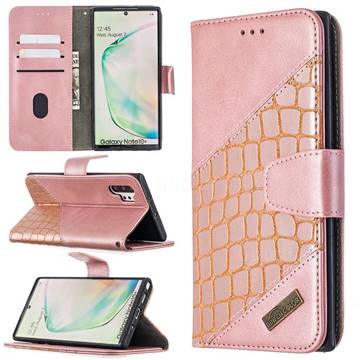 BinfenColor BF04 Color Block Stitching Crocodile Leather Case Cover for Samsung Galaxy Note 10 Pro (6.75 inch) / Note 10+ - Rose Gold