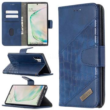 BinfenColor BF04 Color Block Stitching Crocodile Leather Case Cover for Samsung Galaxy Note 10 Pro (6.75 inch) / Note 10+ - Blue