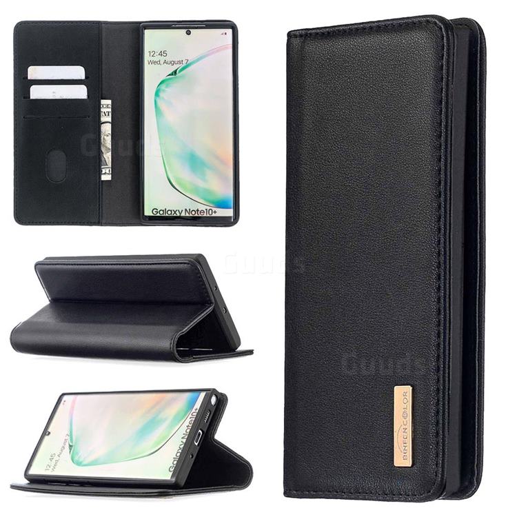 Binfen Color BF06 Luxury Classic Genuine Leather Detachable Magnet Holster Cover for Samsung Galaxy Note 10 Pro (6.75 inch) / Note 10+ - Black