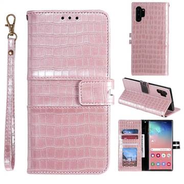 Luxury Crocodile Magnetic Leather Wallet Phone Case for Samsung Galaxy Note 10 Pro (6.75 inch) / Note 10+ - Rose Gold