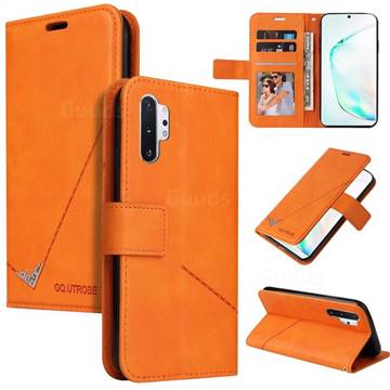 GQ.UTROBE Right Angle Silver Pendant Leather Wallet Phone Case for Samsung Galaxy Note 10 Pro (6.75 inch) / Note 10+ - Orange